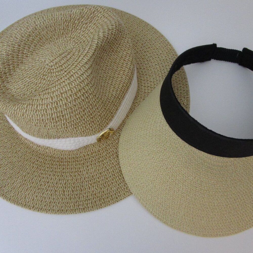 Hat Visor Natural Faux Straw Vaca Sun Protec